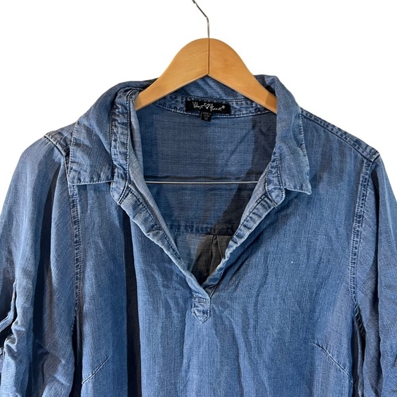 Velvet Heart Chambray Shirt Dress Plus Size 1X Collared Pockets Knee Length Blue - Picture 3 of 7